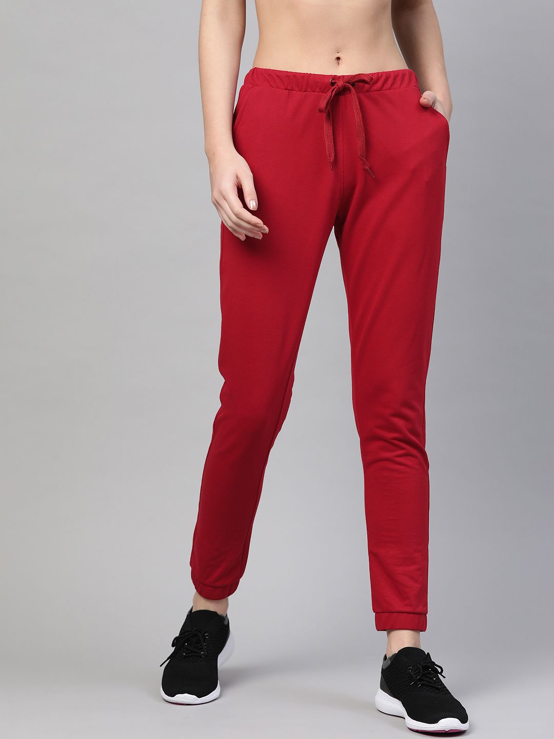 M7 by Metronaut Women Red Slim Fit Solid Joggers Price in India