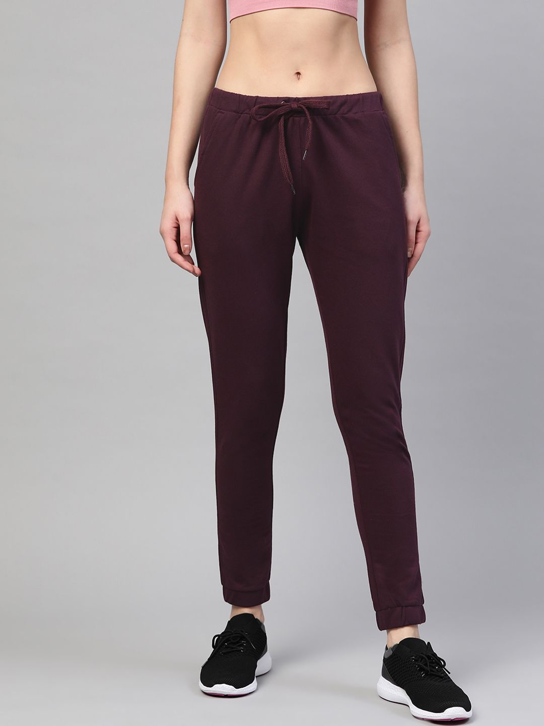 M7 by Metronaut Women Burgundy Slim Fit Solid Joggers Price in India