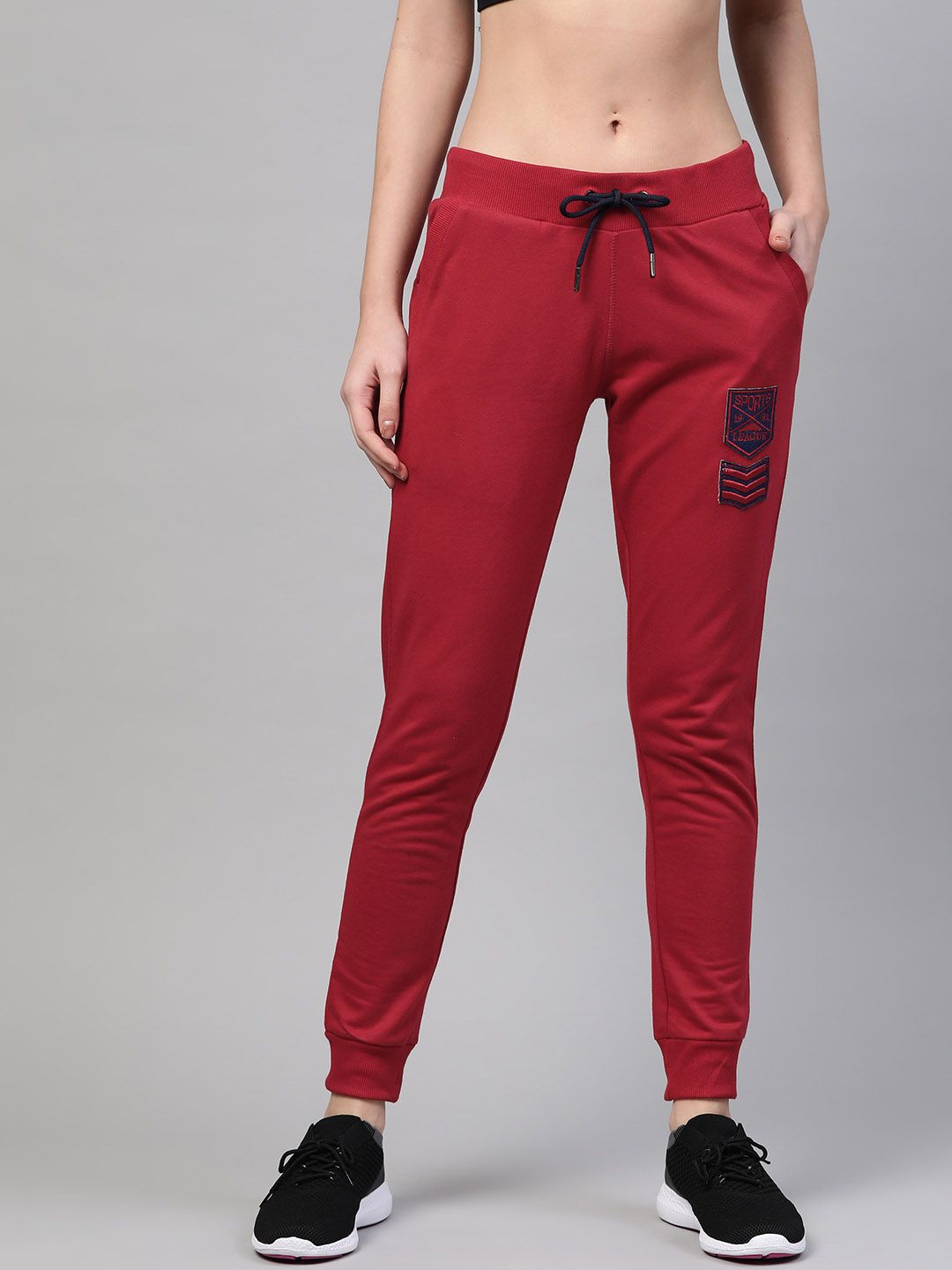 M7 by Metronaut Women Maroon Solid Cropped Joggers Price in India