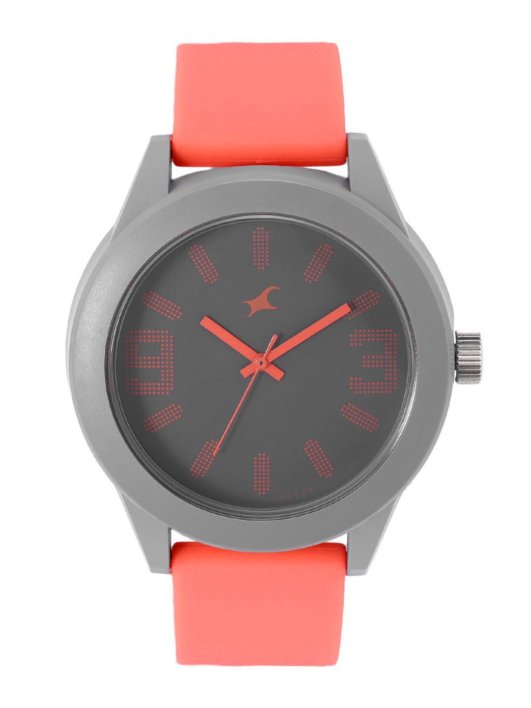 Fastrack Unisex Grey Dial & Neon Orange Straps Analogue Watch 38003PP08J Price in India