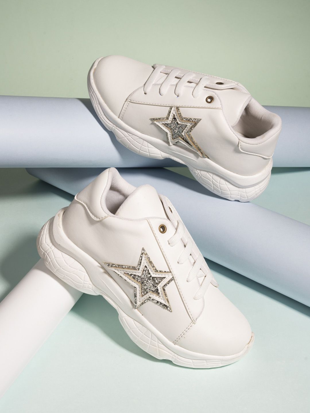 El Paso Women White Solid Sneakers Price in India