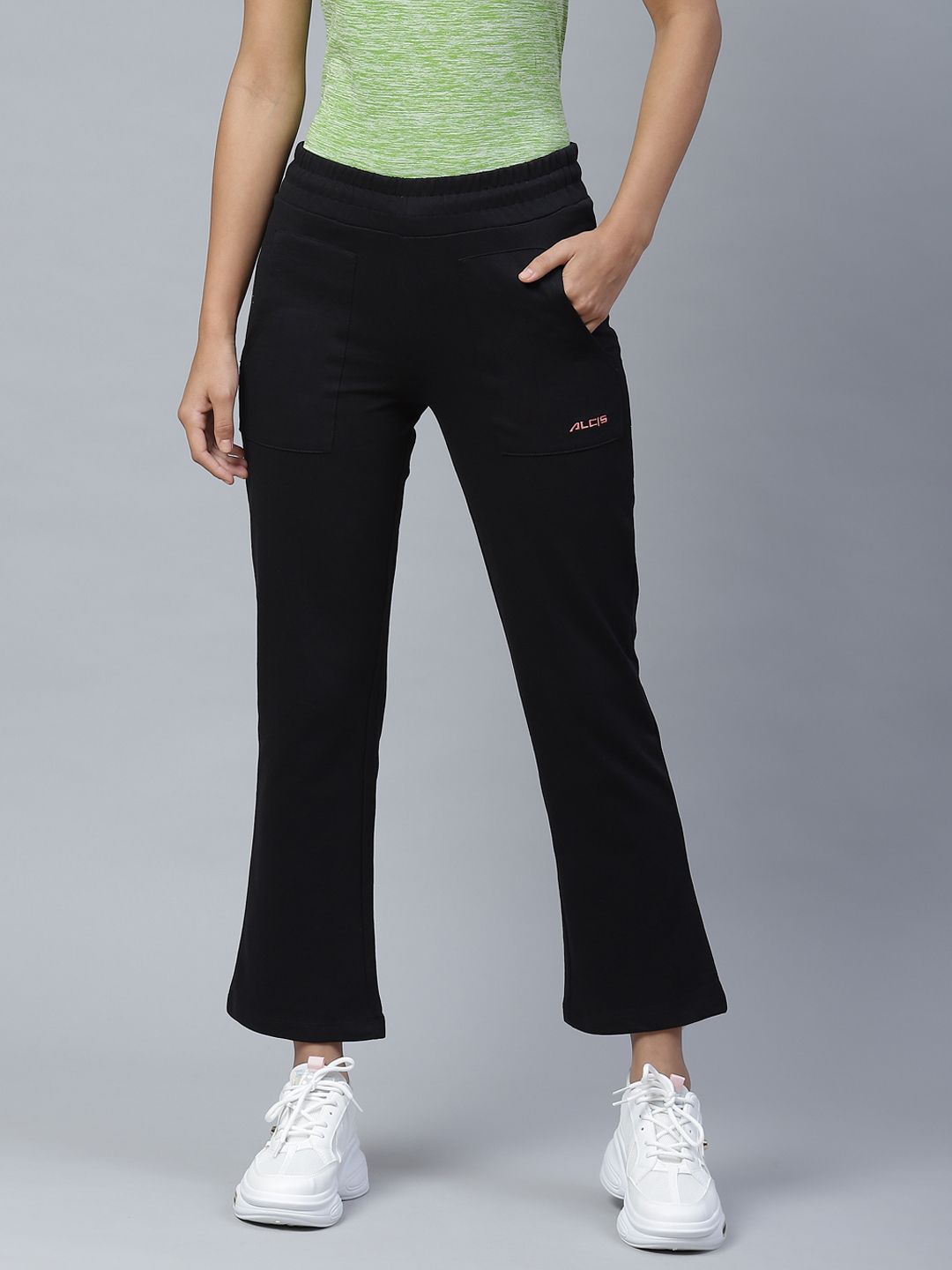 Alcis Women Black Solid Track Pants Price in India