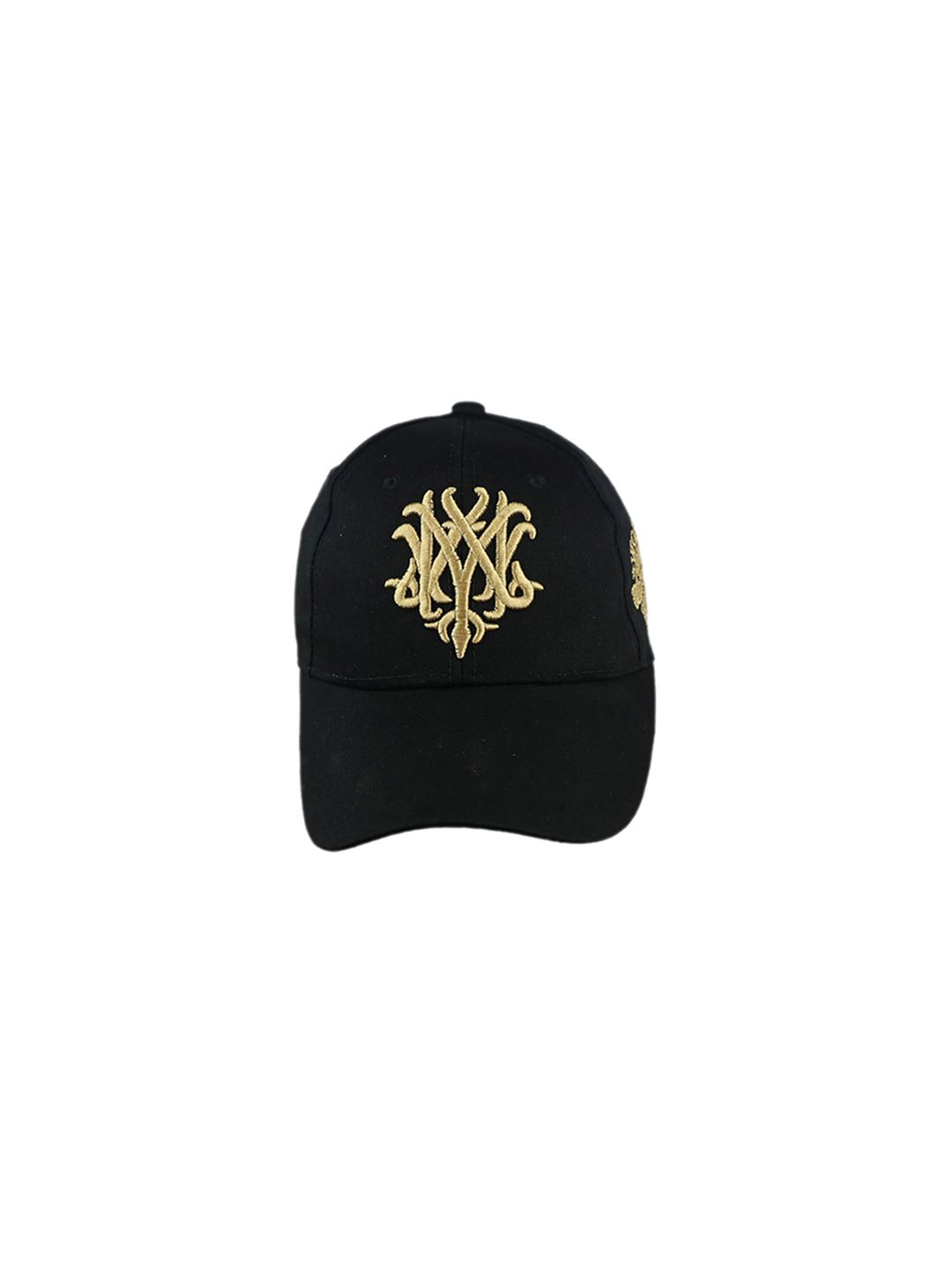 iSWEVEN Unisex Black & Gold Coloured Embroidered Snapback Cap Price in India