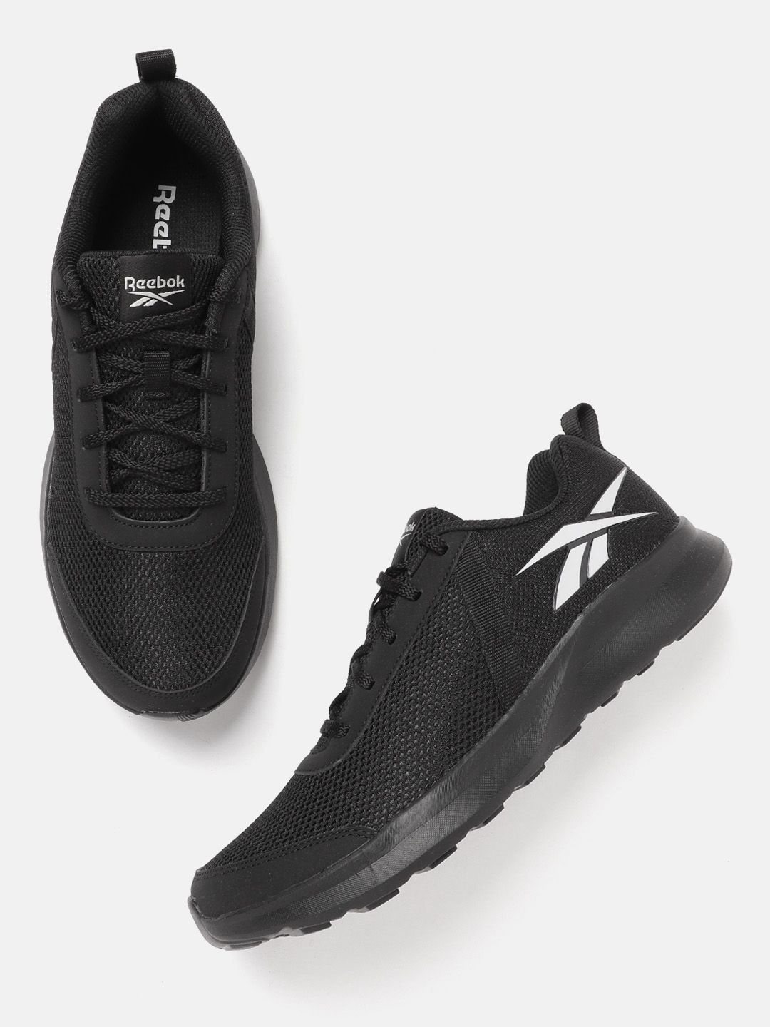 Reebok Men Black Edge Identity Knit Upper Running Shoes