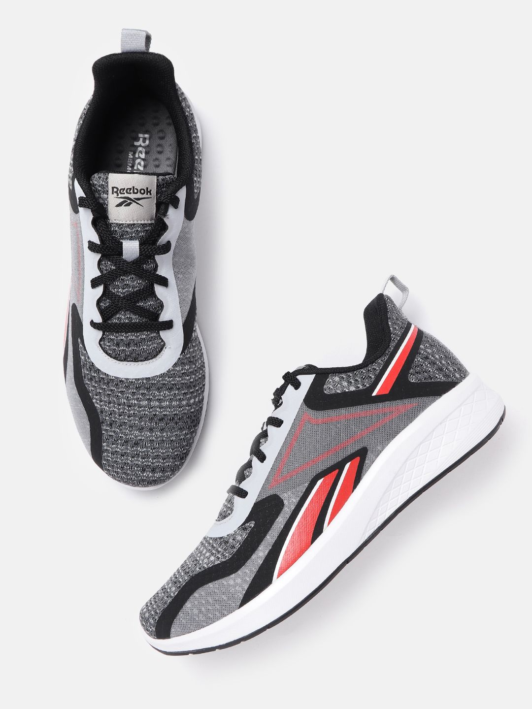 Reebok Men Grey & Black Woven Design JK Lastmile Running Shoes