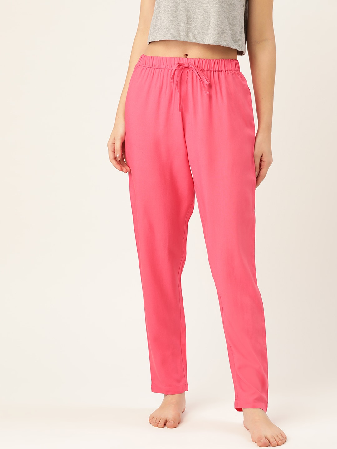 ETC Women Pink Solid Regular Fit Lounge Pants Price in India