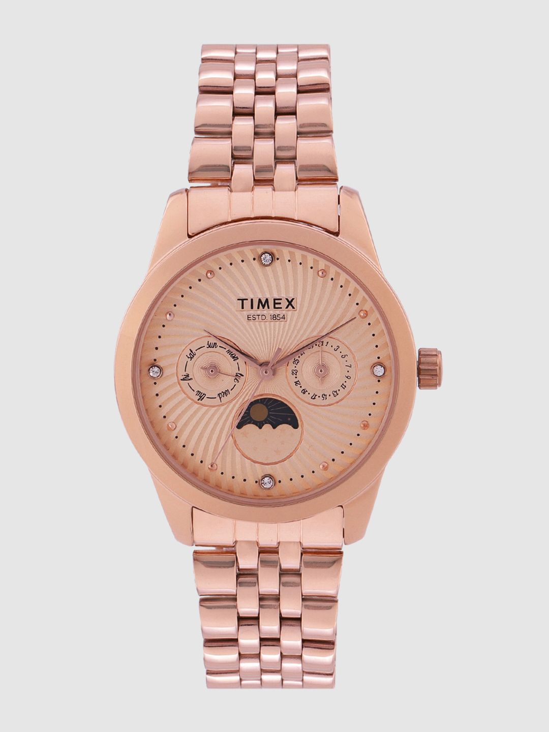 Timex Women Rose Gold Toned Multifunction Analogue Watch Twel13105 Price History 1257