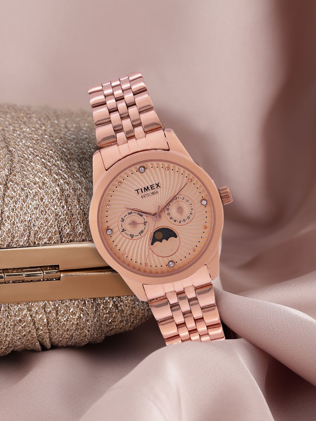 Timex Women Rose Gold-Toned Multifunction Analogue Watch - TWEL13105 Price in India