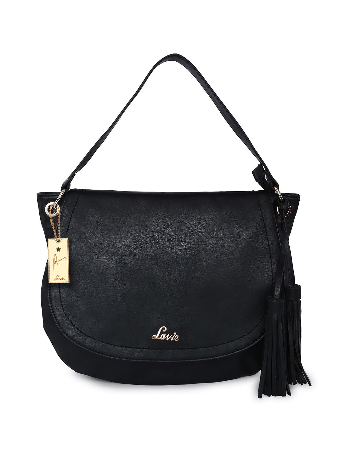 Lavie Black Solid ELOISE MD Hobo Bag Price in India