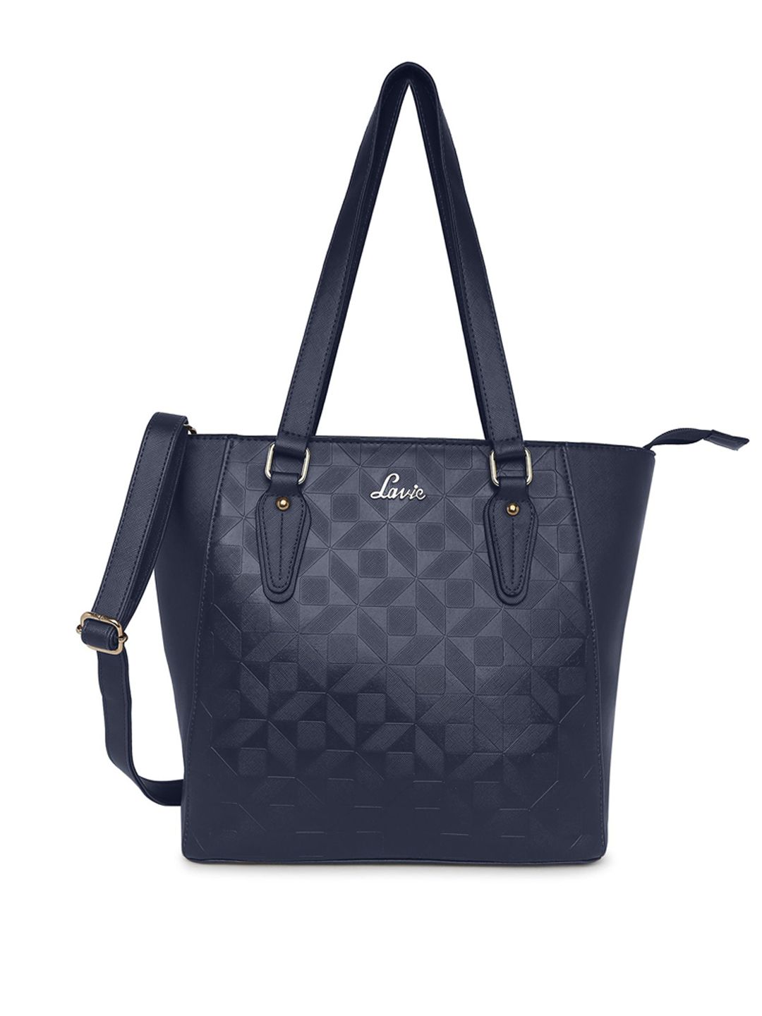 Lavie Navy Blue Geometric Textured Shoulder Bag Price in India