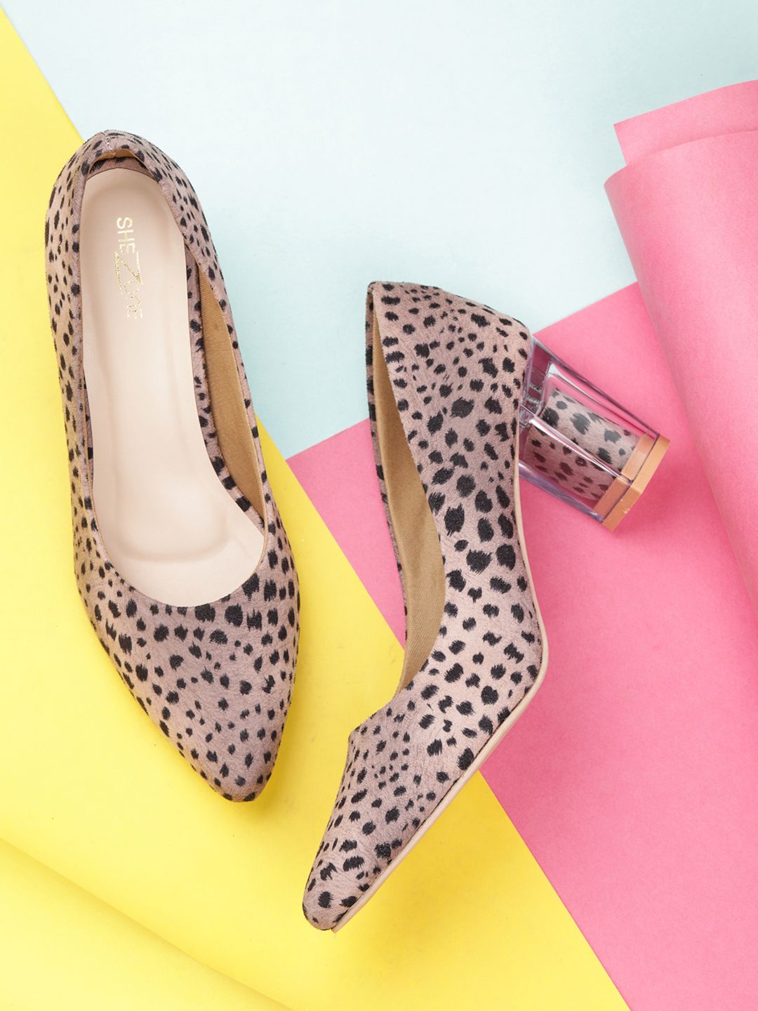 Shezone Women Peach-Coloured Printed Pumps Price in India