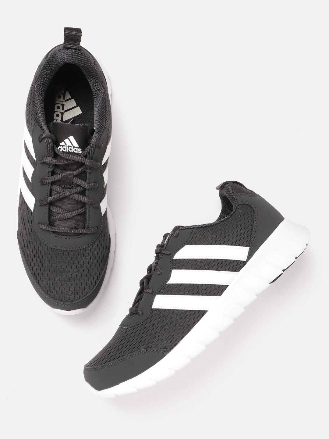 ADIDAS Men Charcoal Grey & White Woven Design Uiflow Running Shoes