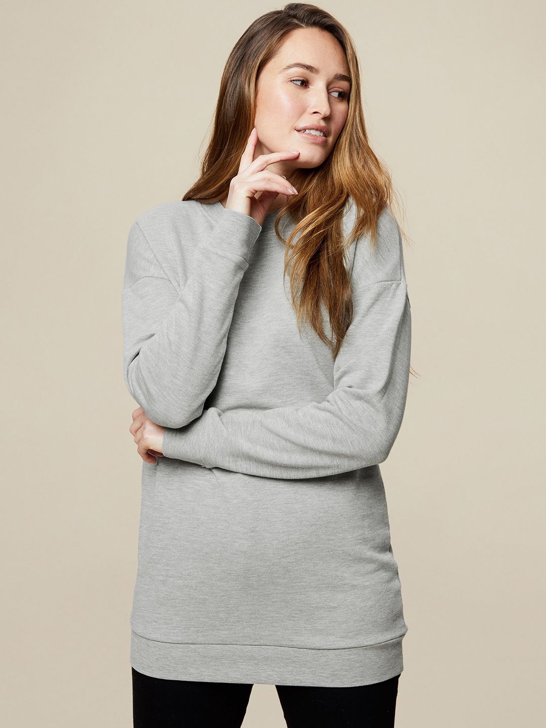 DOROTHY PERKINS Women Grey Melange Solid Lounge Sweatshirt Price in India