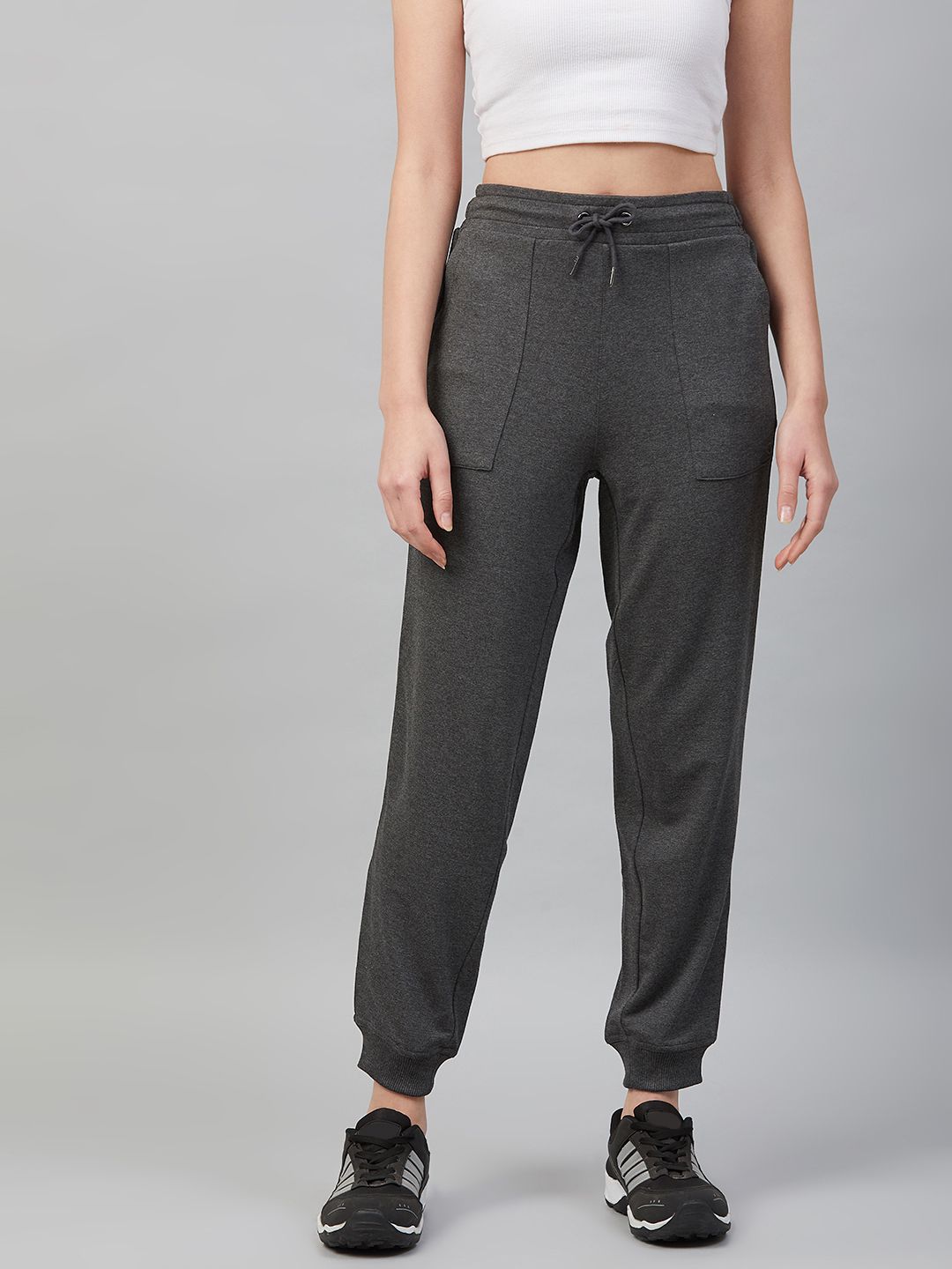 Marks & Spencer Women Charcoal Grey Solid Joggers Price in India