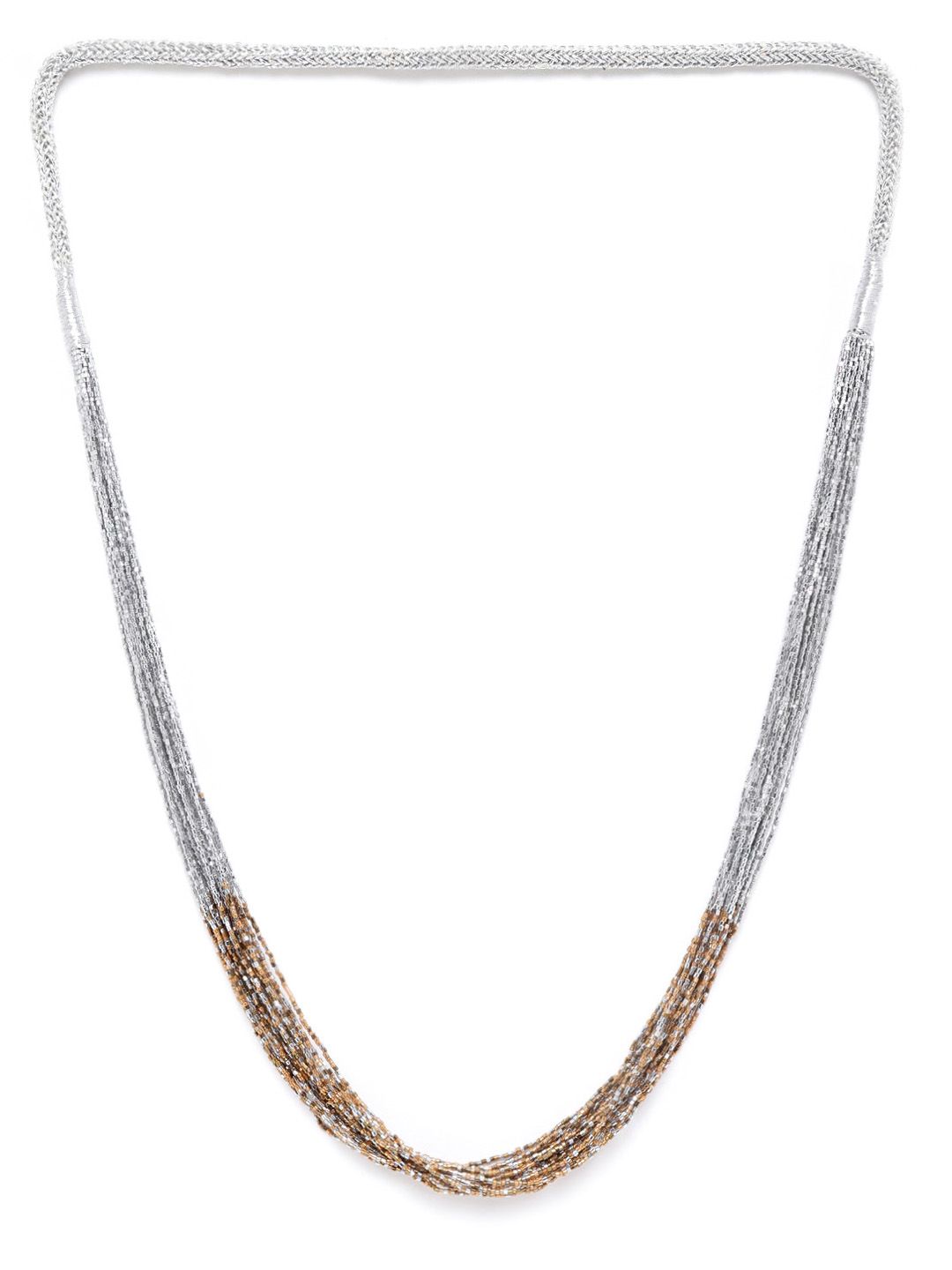 RICHEERA Silver-Toned & Gold-Toned Beaded Multi-Stranded Necklace Price in India