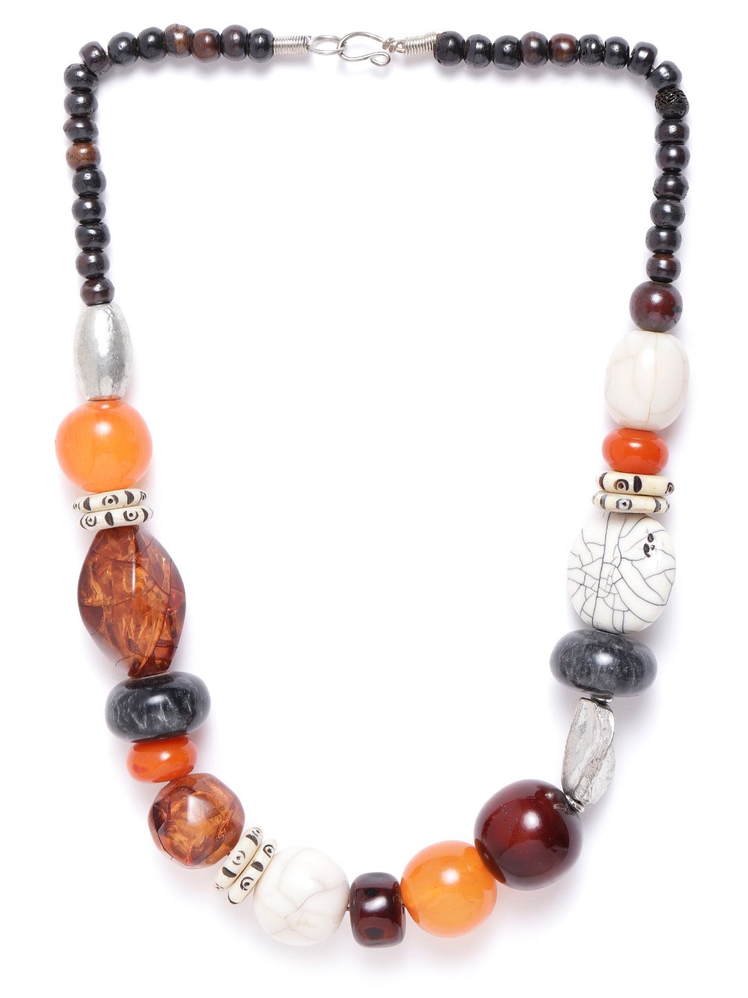 RICHEERA Orange & Off-Whited Beaded Necklace Price in India