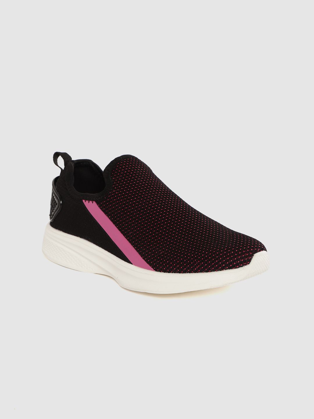 HRX by Hrithik Roshan Women Black & Pink Woven Design Go-Lite Slip-On Walking Shoes Price in India