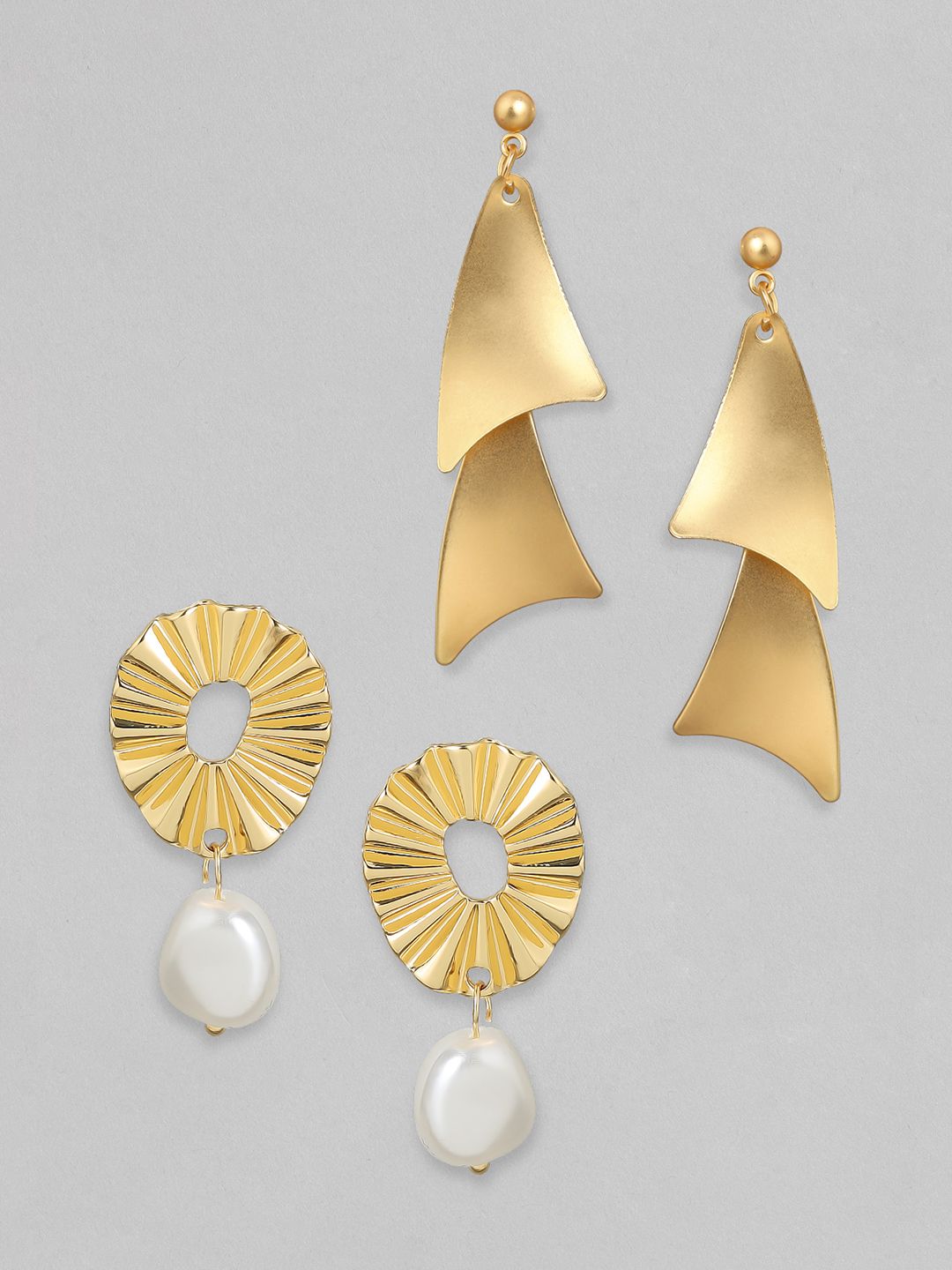 TOKYO TALKIES X rubans FASHION ACCESSORIES Set Of 2 Gold-Plated Contemporary Earrings Price in India