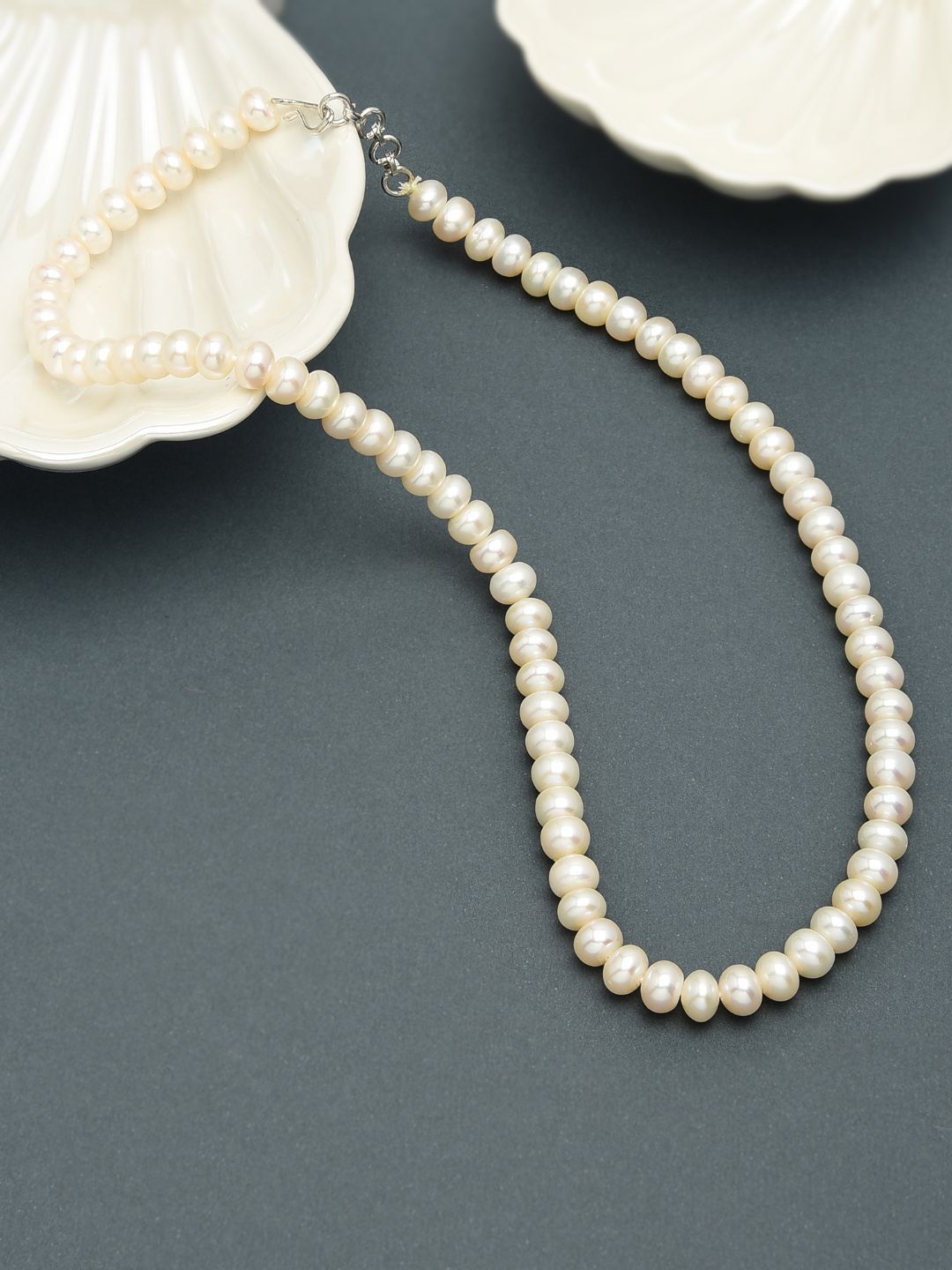 Zaveri Pearls Fresh Water Button Pearls 6-7mm AAA+ Quality Necklace Price in India