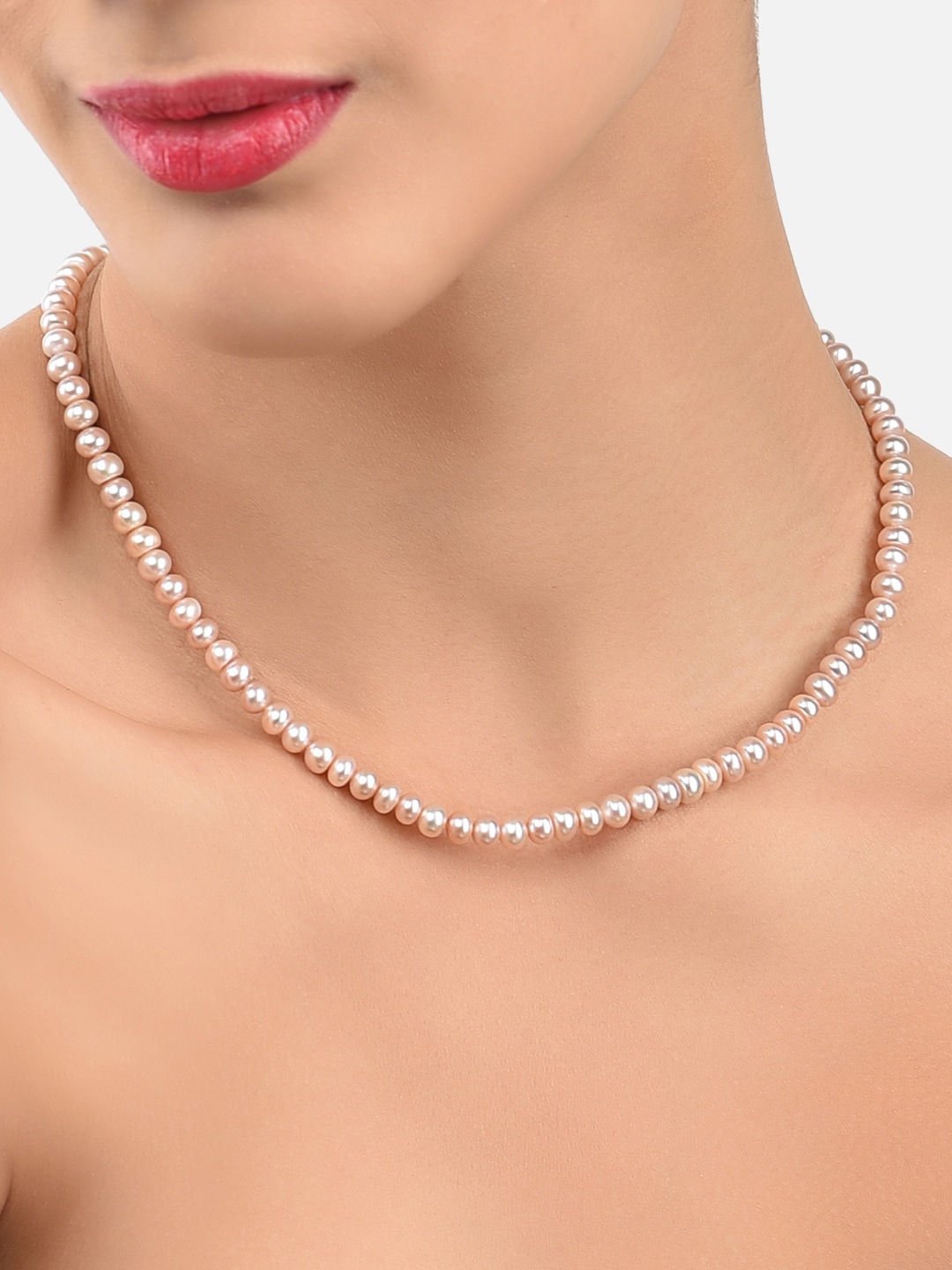 Zaveri Pearls Fresh Water Button Pearls 5-6mm AAA+ Quality Necklace Price in India