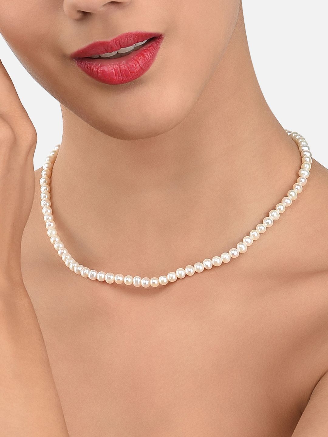 Zaveri Pearls Fresh Water Round Pearls 5-6mm AAA+ Quality Necklace Price in India
