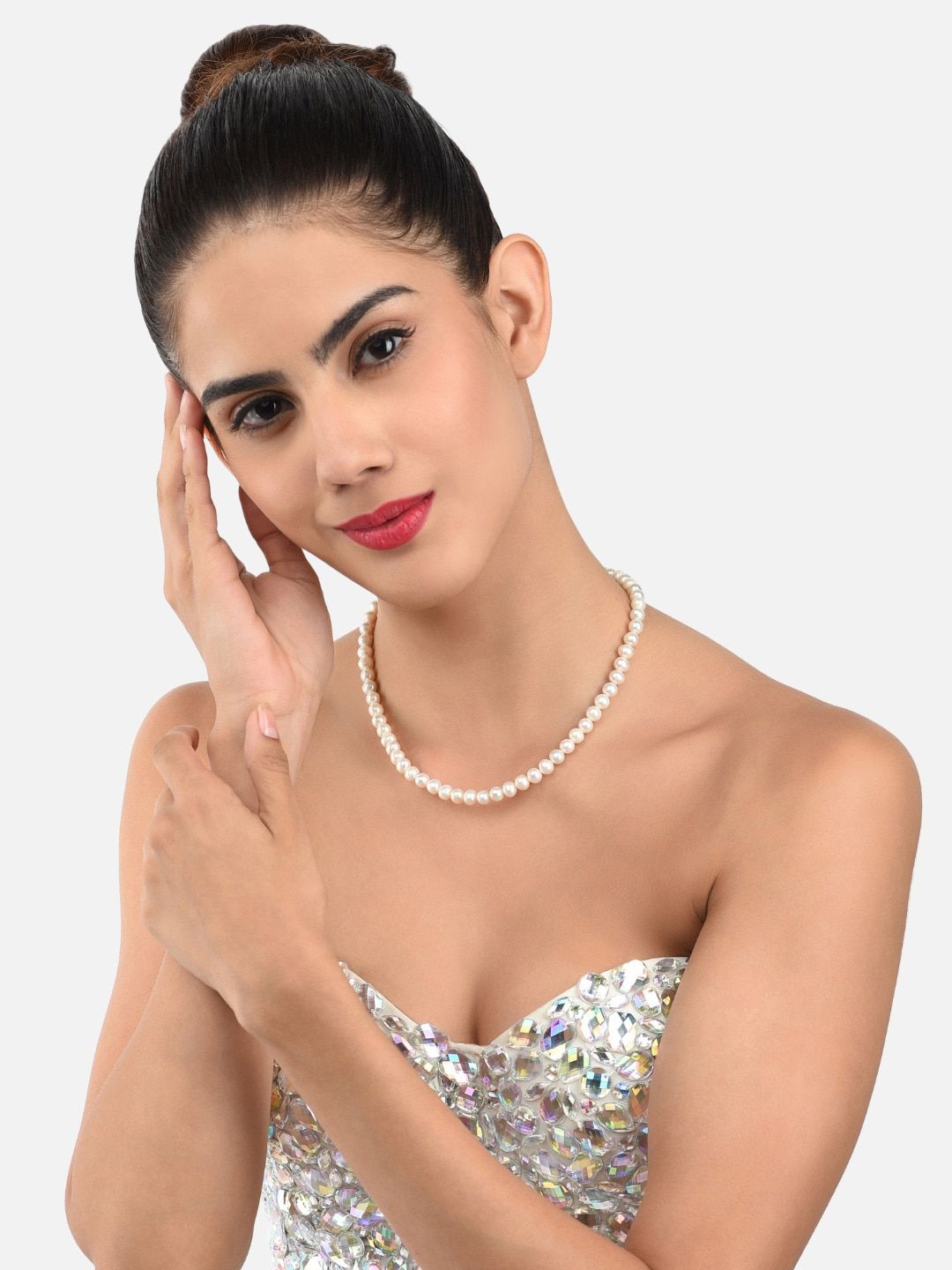 Zaveri Pearls Fresh Water Round Pearls 6-7mm AAA+ Quality Necklace Price in India