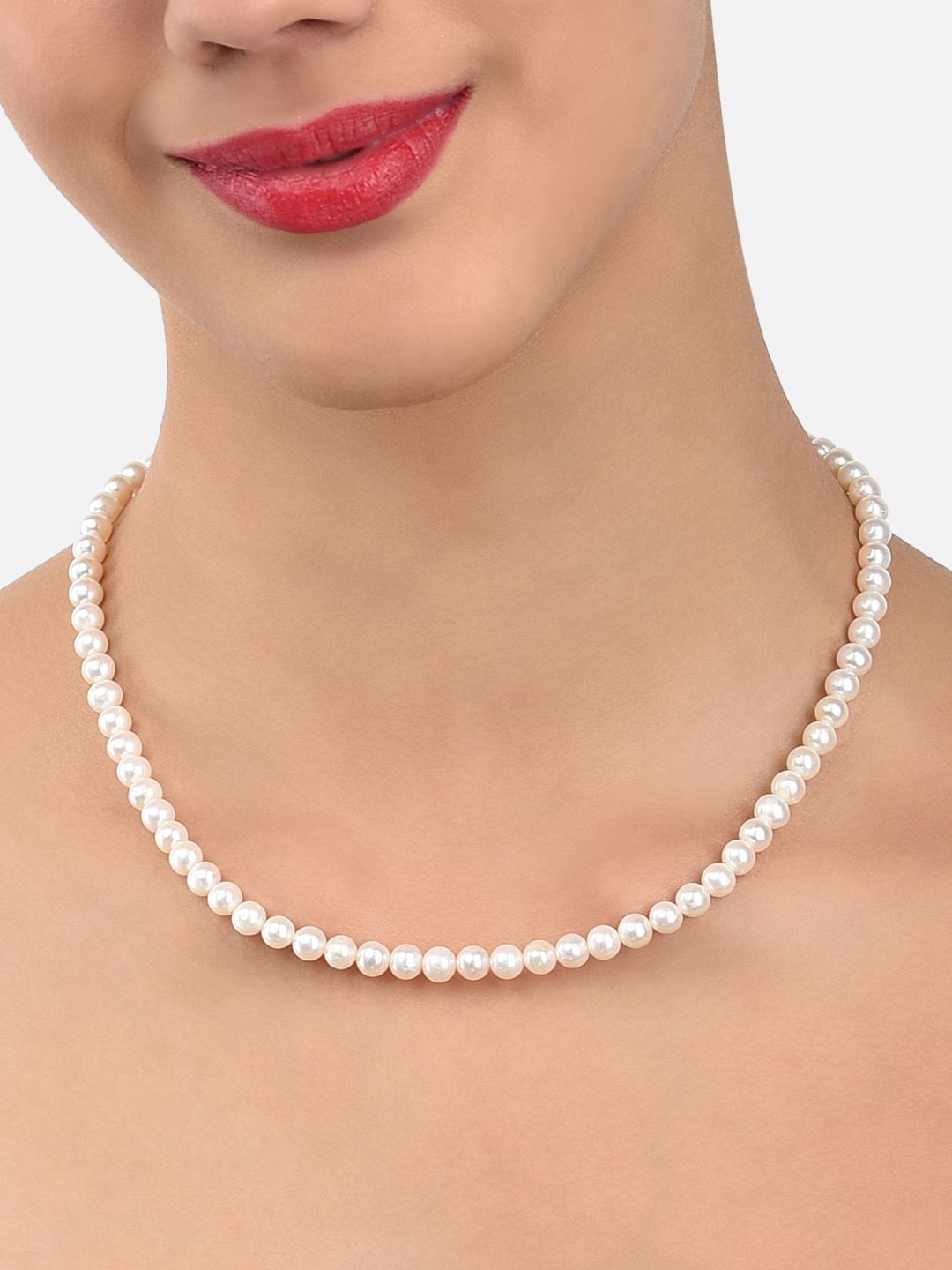 Zaveri Pearls Fresh Water Round Pearls 6-7mm AAA+ Quality Necklace Price in India