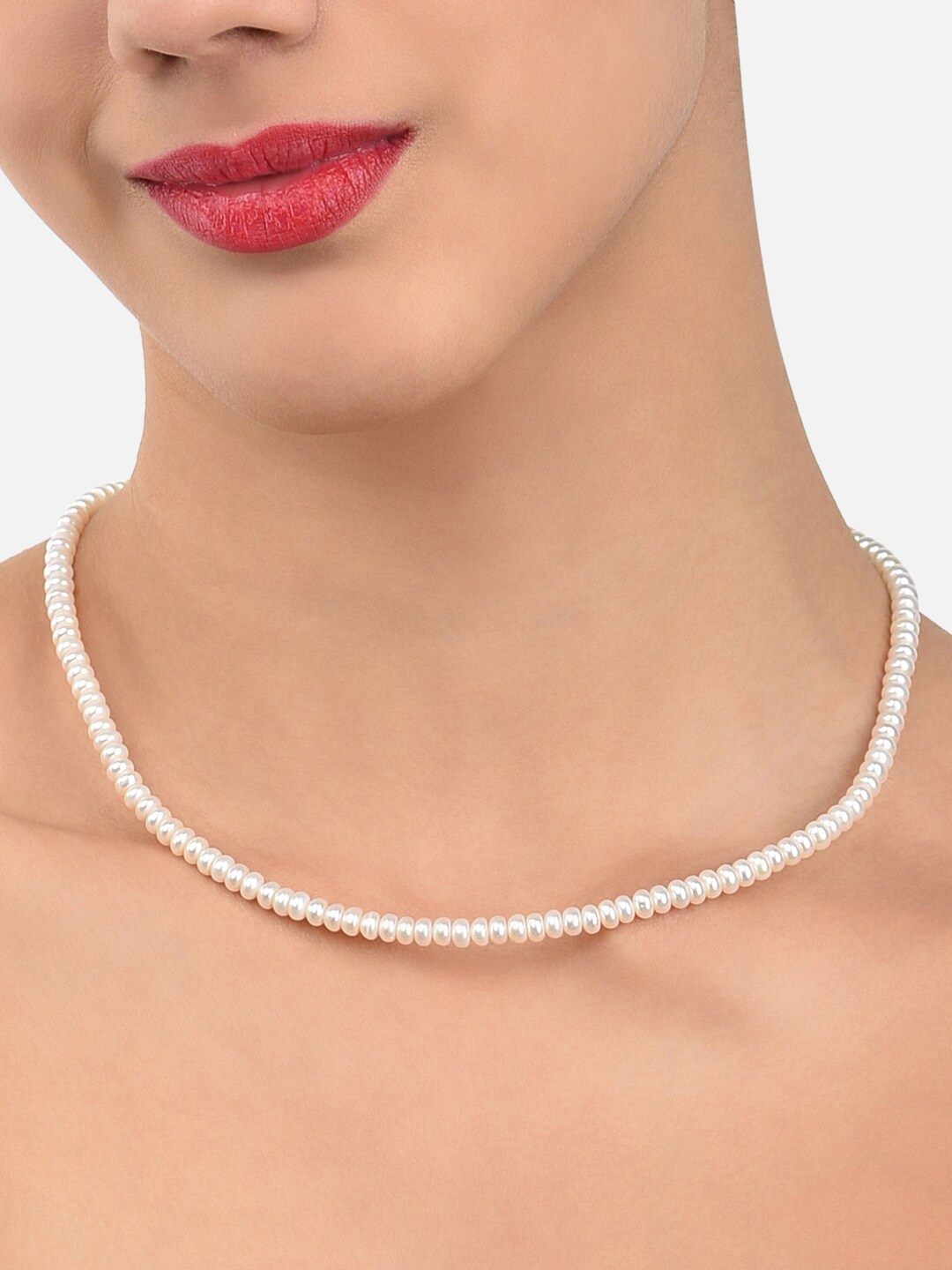 Zaveri Pearls Fresh Water Button Pearls 4-5mm AAA+ Quality Necklace Price in India