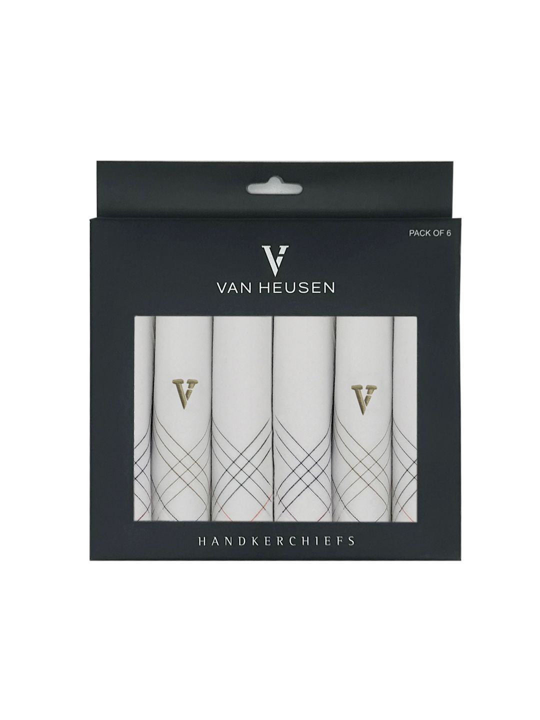 Van Heusen Van Heusen Men Pack Of 6 White Solid Accessory Gift Set