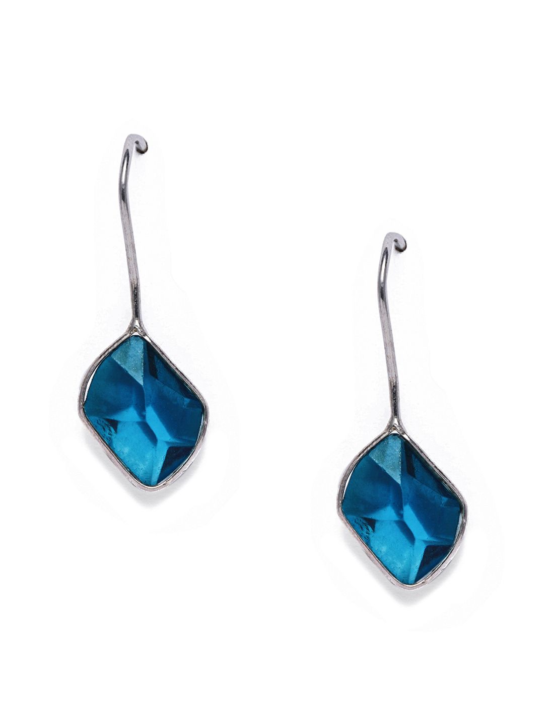 GIVA 925 Sterling Silver Blue Rhodium-Plated Crystal Quirky Drop Earrings Price in India