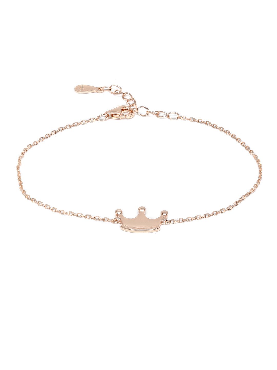 GIVA 925 Sterling Silver Rose Gold Plated Princess Crown Bracelet Price in India