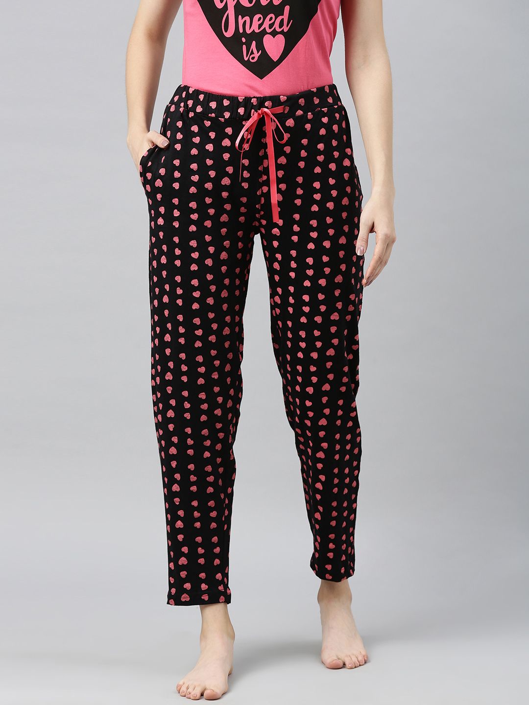 Enviously Young Women Black Printed Lounge Pants Price in India