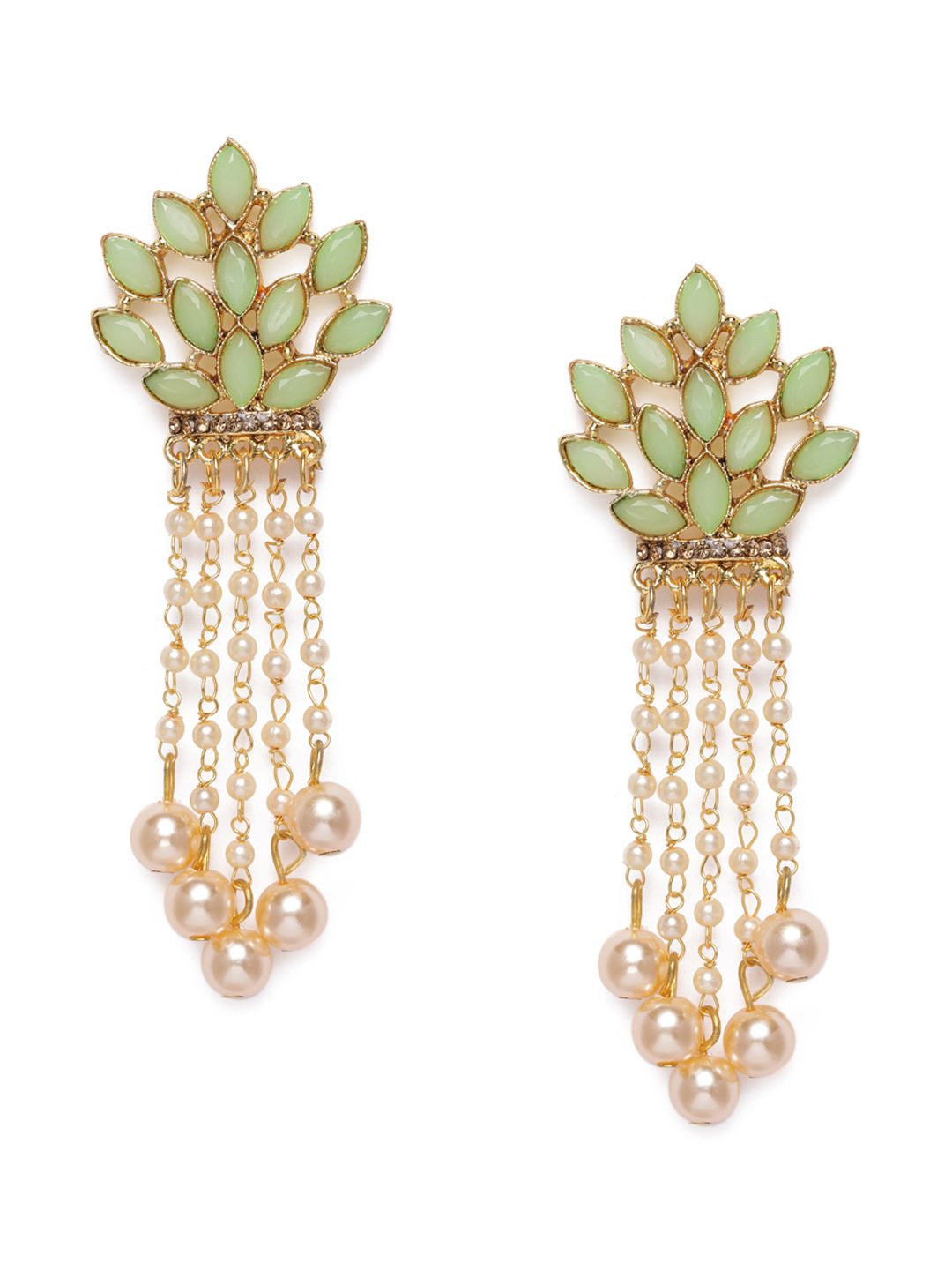 Kord Store Green & Gold-Plated Floral Drop Earrings Price in India