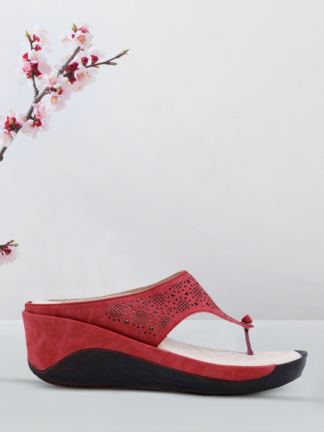TRASE Women Maroon Solid Wedges Price in India