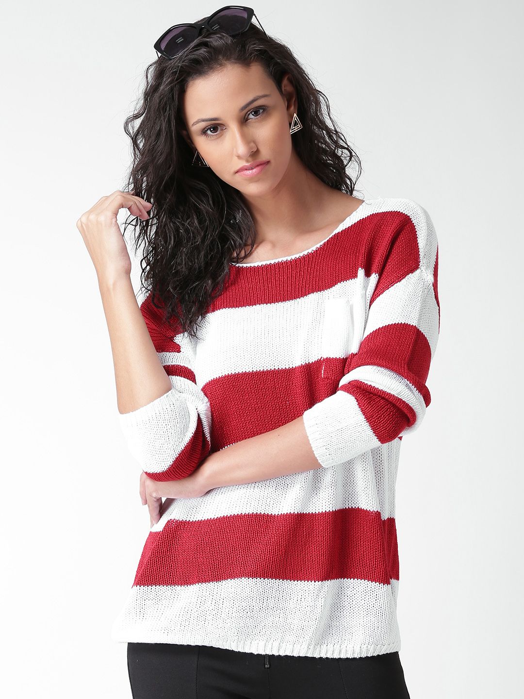 Red And White Striped Womens Sweater | Her Sweater