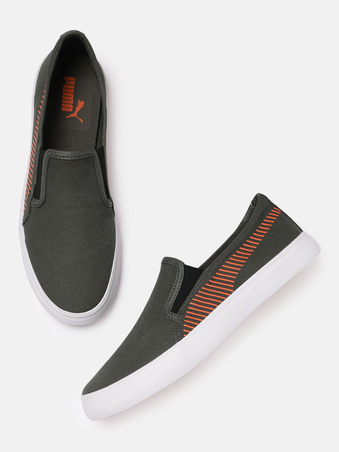 Puma Men Grey Madrid Slip-On Sneakers