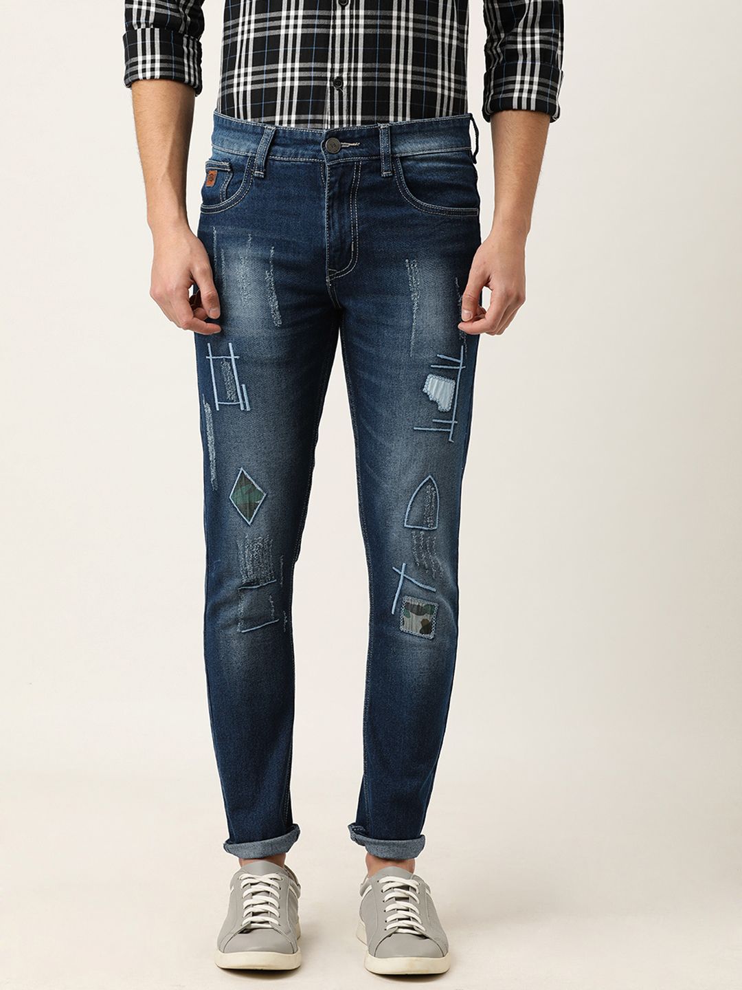 CAHOOT Men Blue Slim Fit Mid-Rise Mildly Distressed Jeans