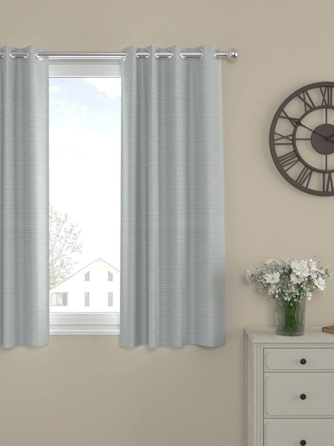 ROSARA HOME Grey Solid Window Curtain Price in India