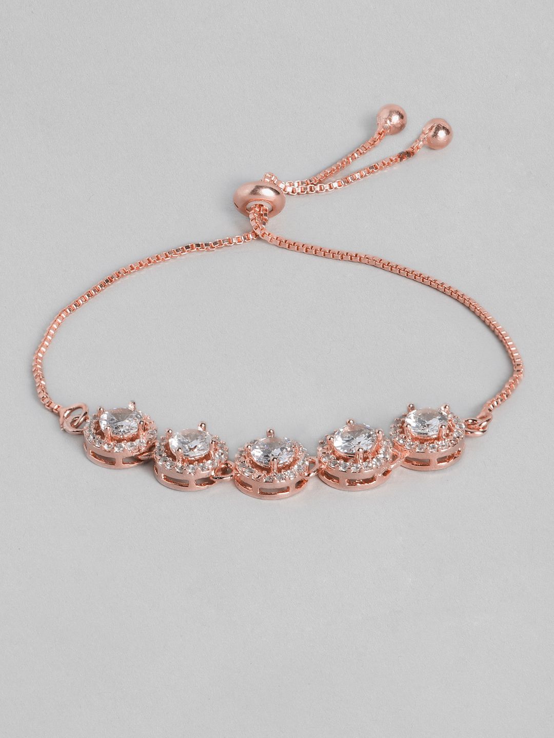 justpeachy Rose Gold-Plated AD Studded Charm Bracelet Price in India