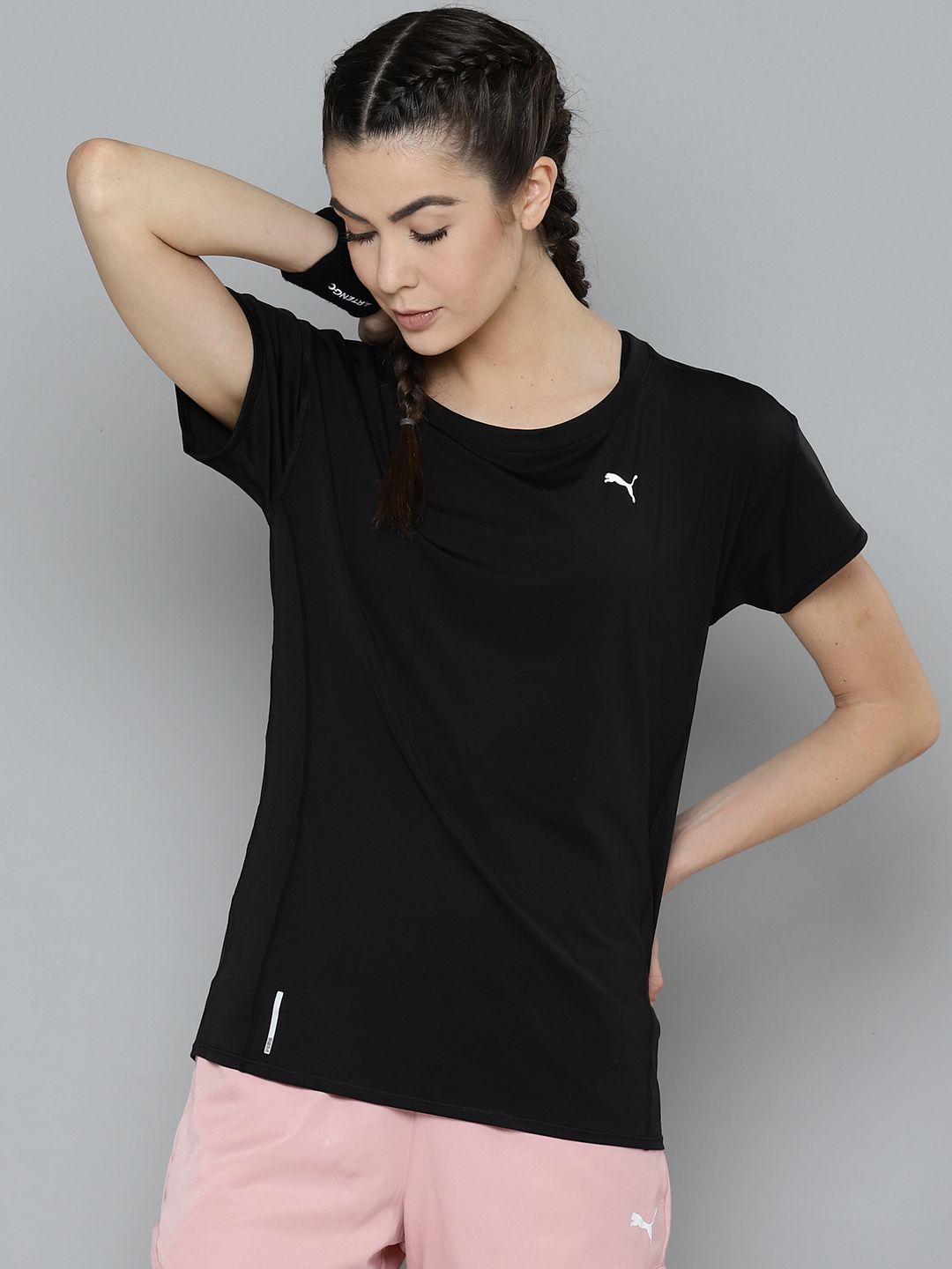 Puma Women Black Solid Training Sustainable Sustainable T-shirt Price in India