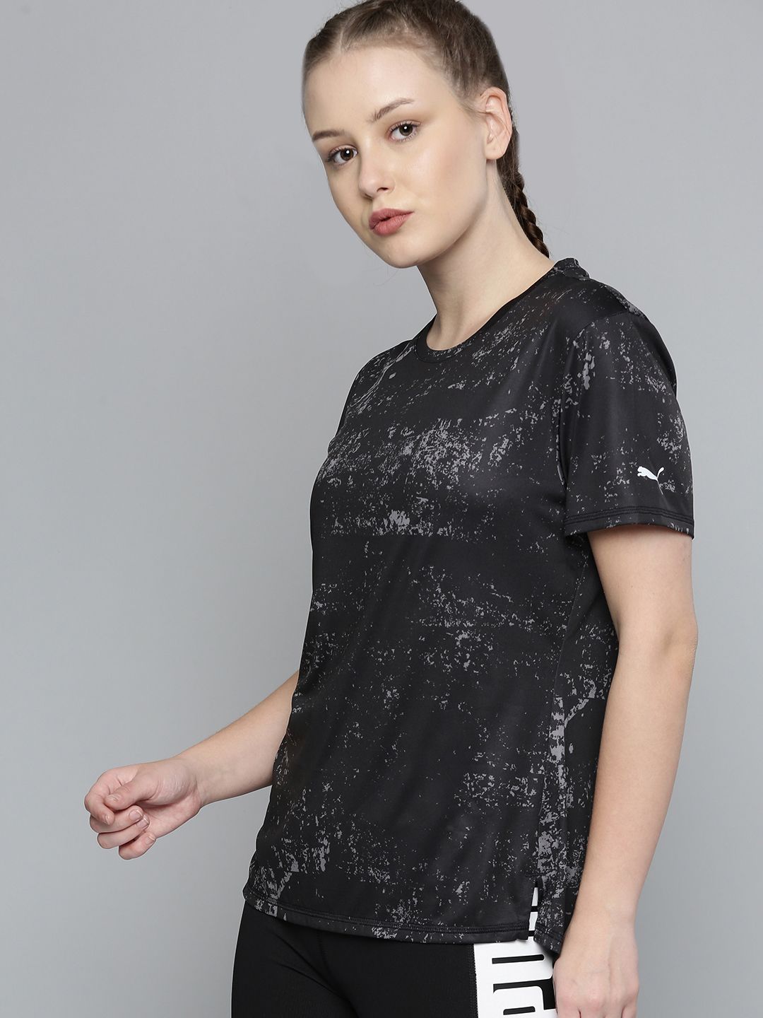 Puma Women Black Printed dryCELL Running T-shirt Price in India