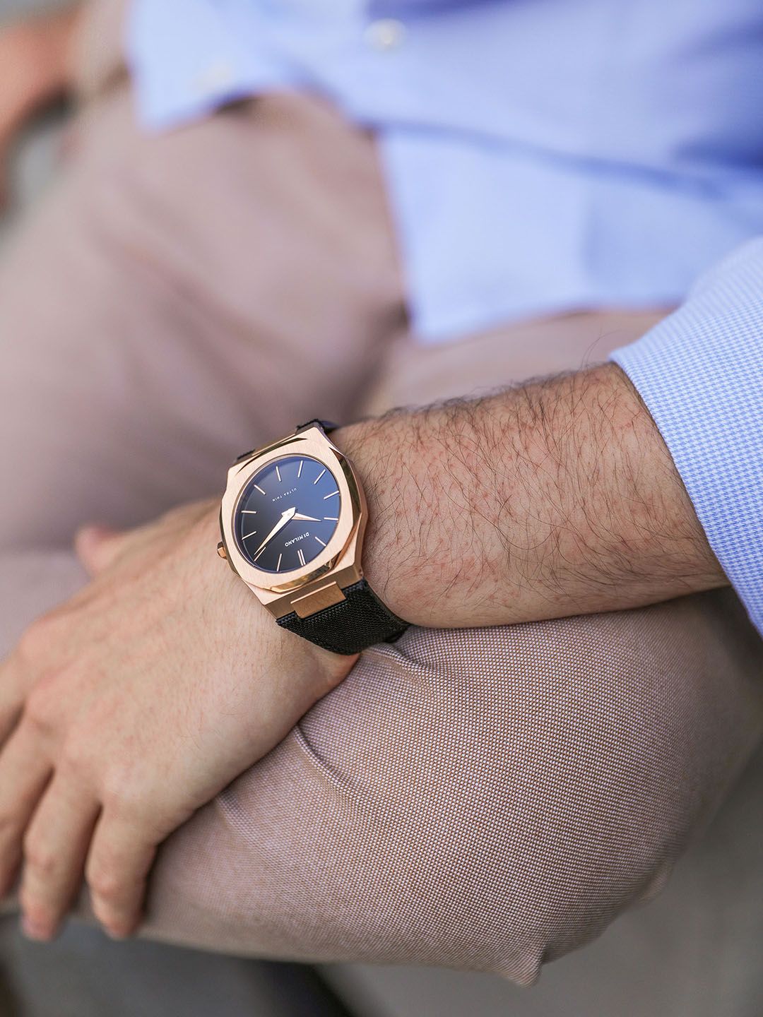 Buy D1 Milano Men Rose Gold Ultra Thin Nylon Matte Dial Analogue