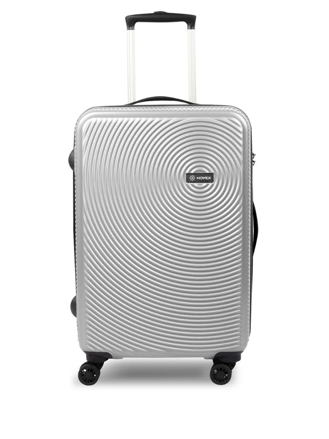 NOVEX Silver-Toned Textured Hard-Sided Medium Suitcase Trolley Bag Price in India