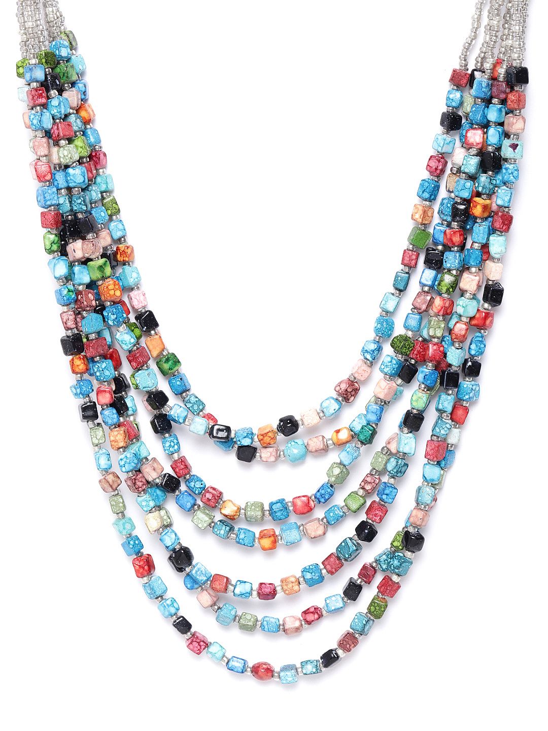 RICHEERA Multicoloured Glass Beaded Layered Necklace Price in India