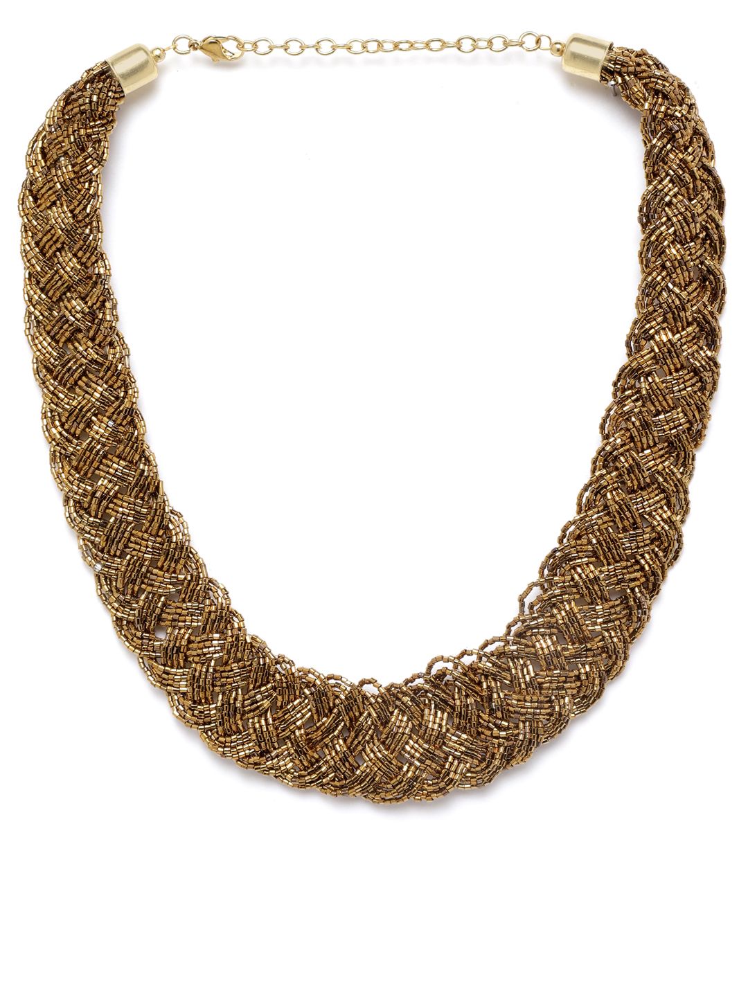 RICHEERA Gold-Toned Beaded Braided Necklace Price in India