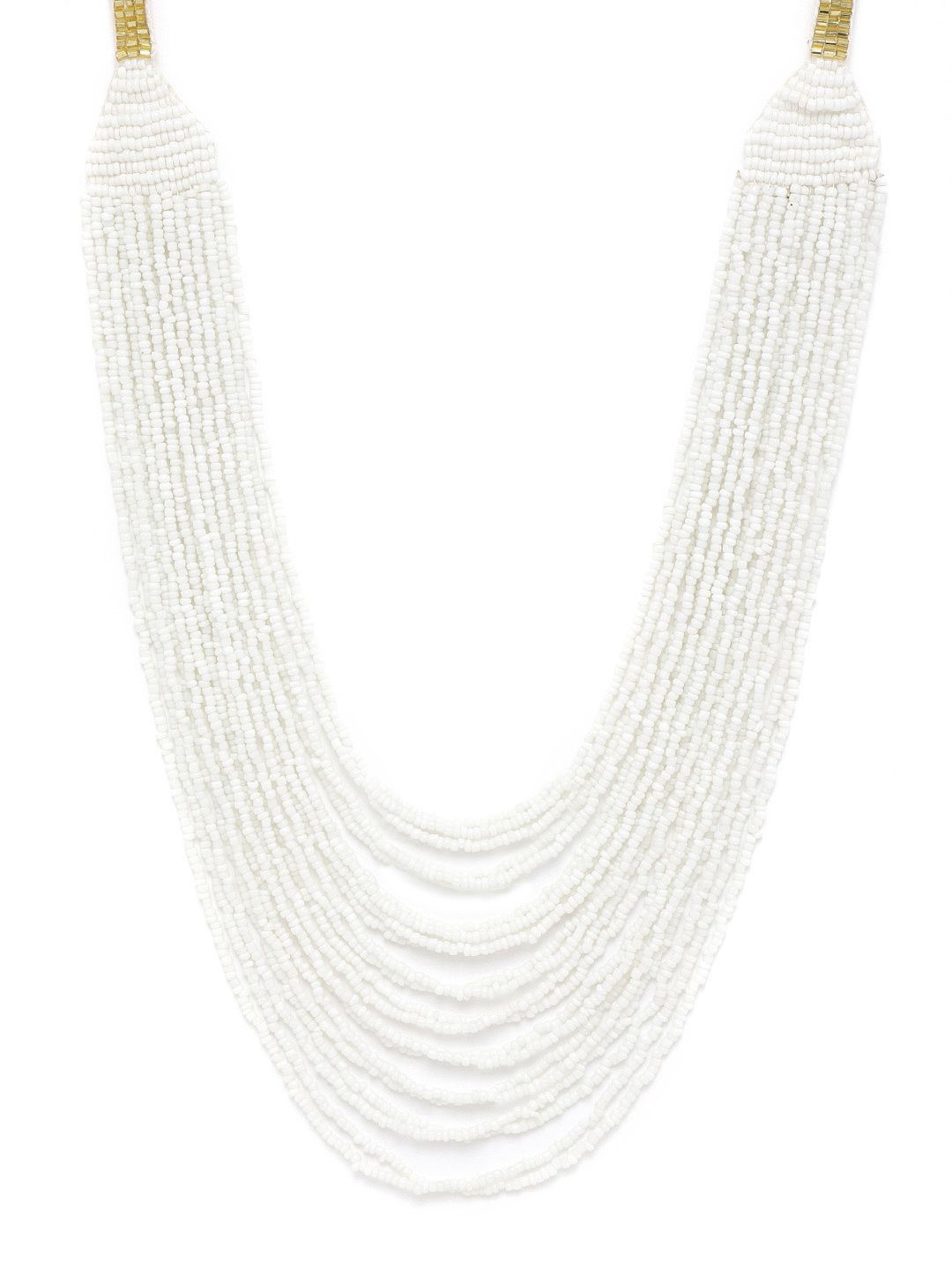 RICHEERA White Beaded Multi-Stranded Necklace Price in India