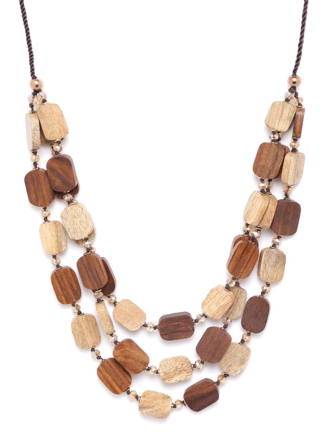 RICHEERA Brown & Beige Beaded Layered Necklace Price in India