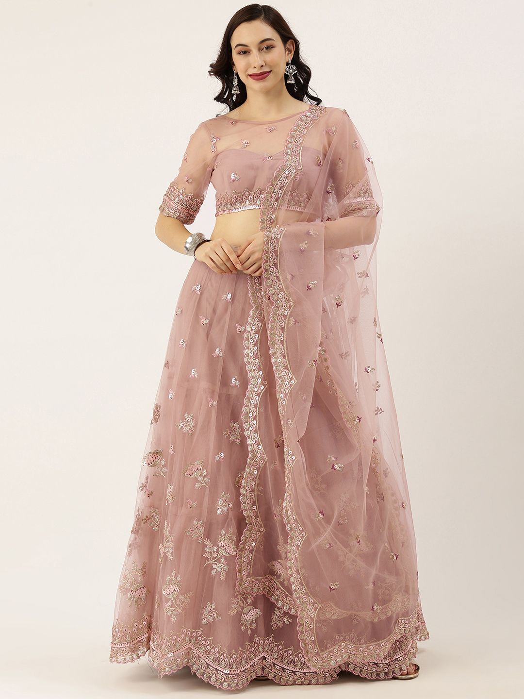 panchhi Lavender Semi-Stitched Lehenga & Blouse with Dupatta Price in India