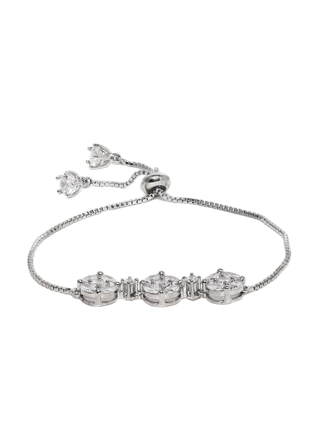 MIDASKART Silver-Toned CZ Studded Handcrafted Charm Bracelet Price in India