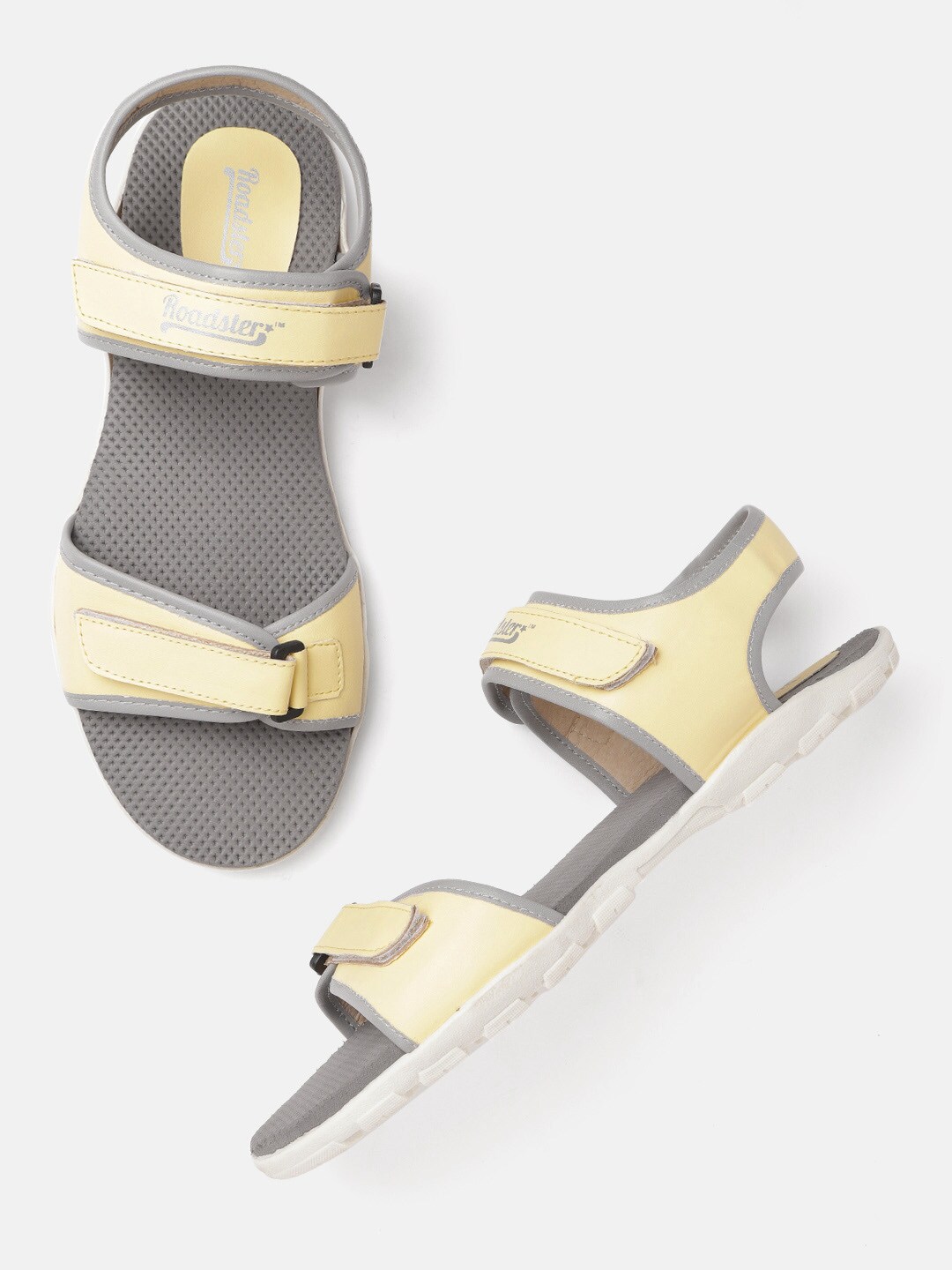 The Roadster Lifestyle Co Women Yellow Solid Sports Sandals Price in India